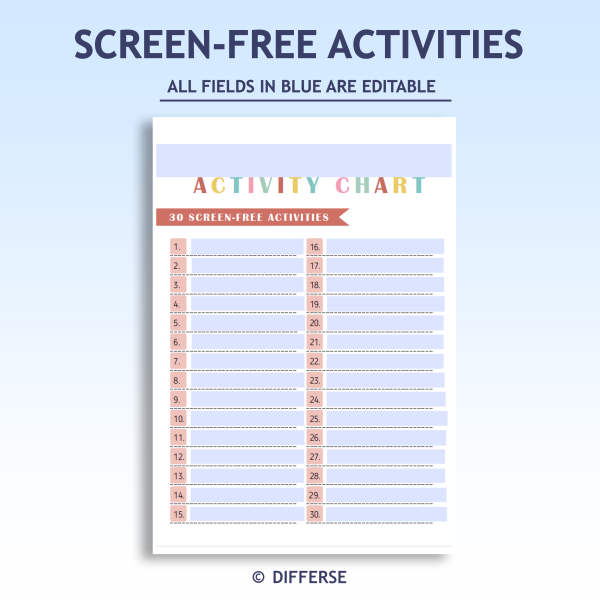 Homeschool Screen Free Activities | Play Routine Chart | Fun Activity ...