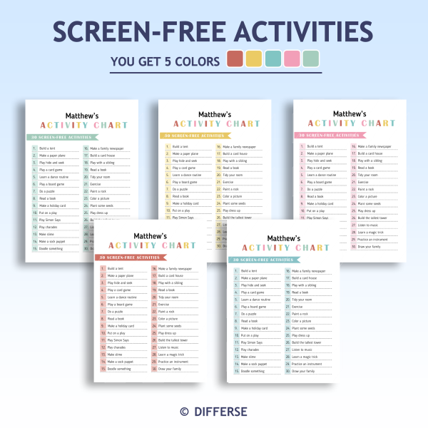 Homeschool Screen Free Activities | Play Routine Chart | Fun Activity ...