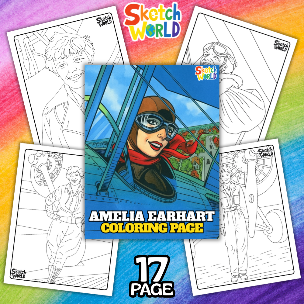 Amelia Earhart Coloring Pages – Inspirational Aviation Pioneer Activities for Kids