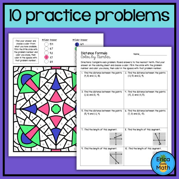 Using the Distance Formula Color by Number Activity - Made By Teachers