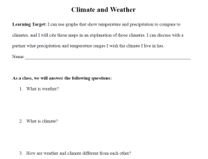 Climate and Weather Worksheet