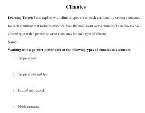 Climate Worksheet