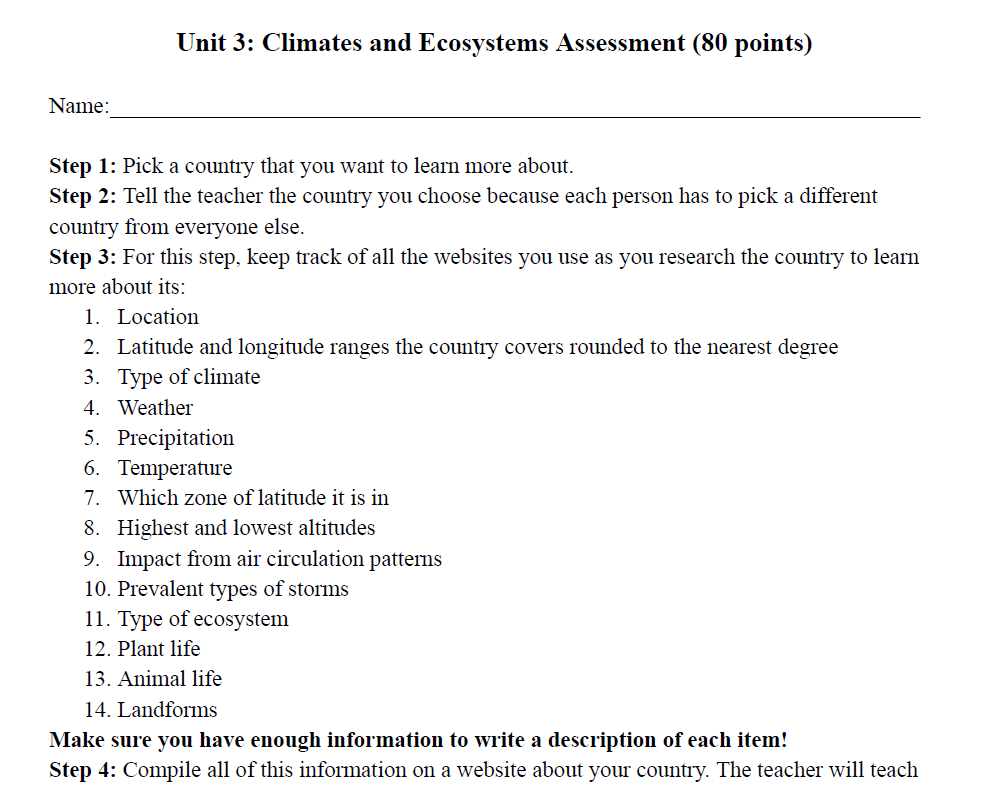 Climates and Ecosystems Assessment
