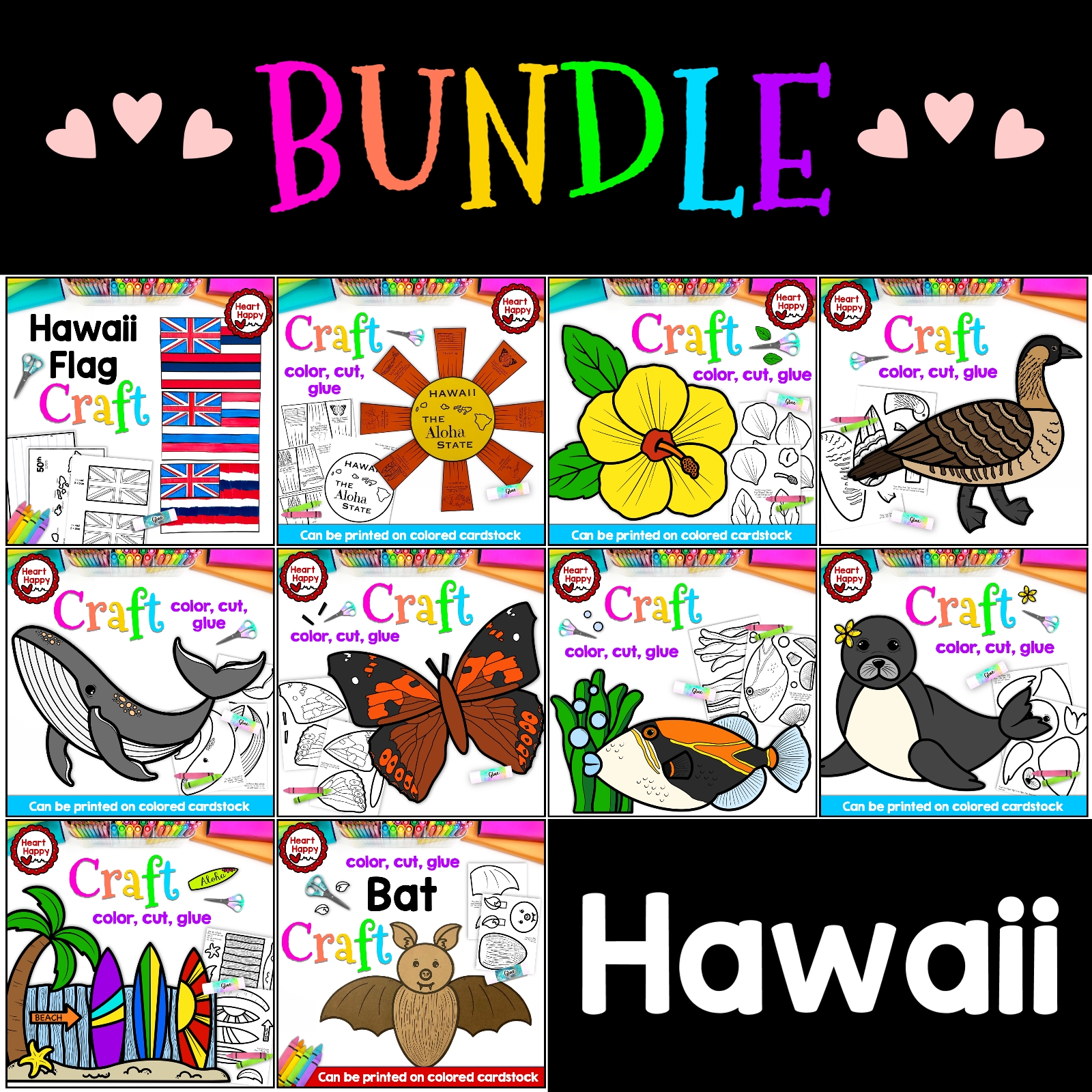 Hawaii State Symbols Craft BUNDLE
