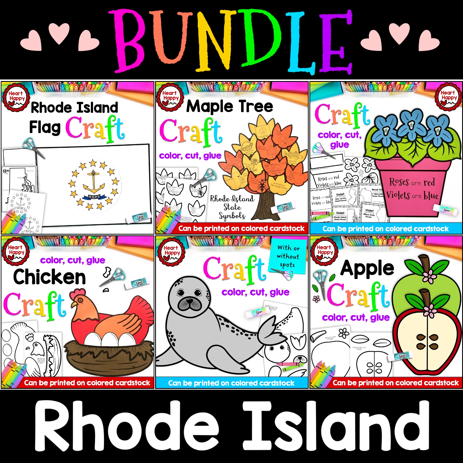 Rhode Island State Symbols Craft BUNDLE