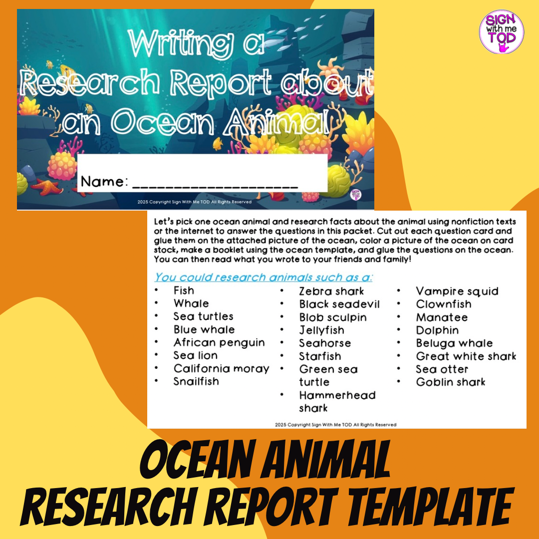 Writing a Research Report about Ocean Animals Template