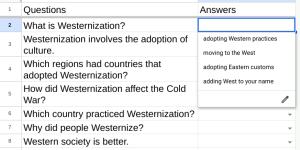 Cold War Westernization Self-Correcting Worksheet