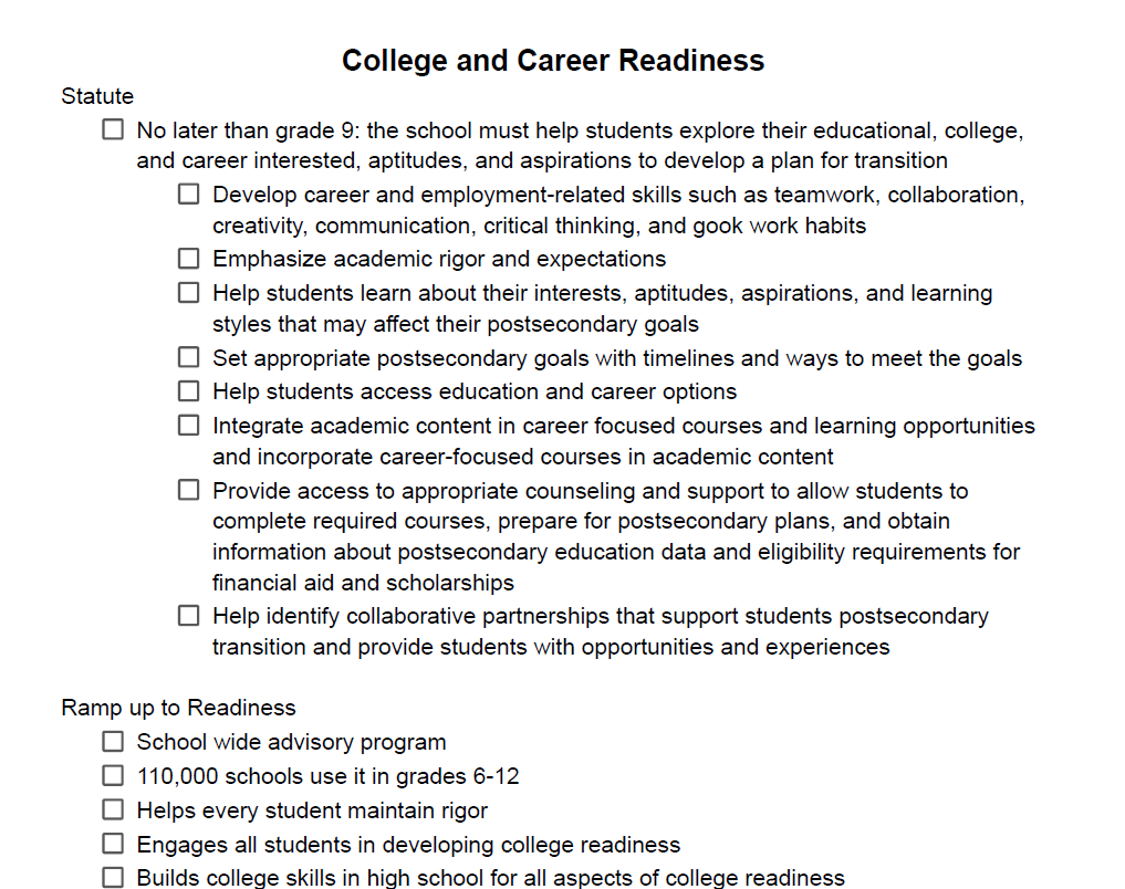 College and Career Readiness Notes