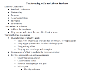 Conferencing With and About Students Notes