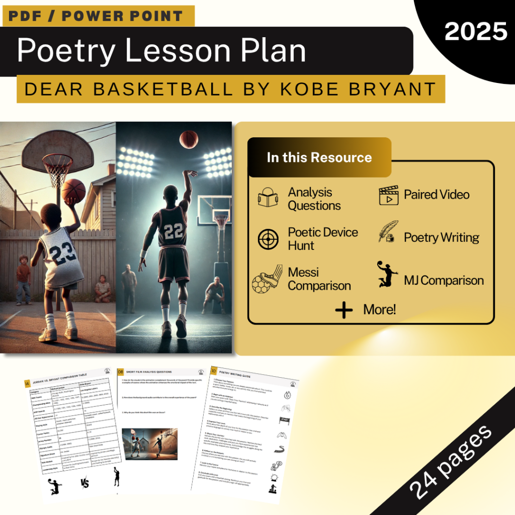 Dear Lesson Dear Basketball by Kobe Bryant - Poetry Lesson Plan - Made By Teachers