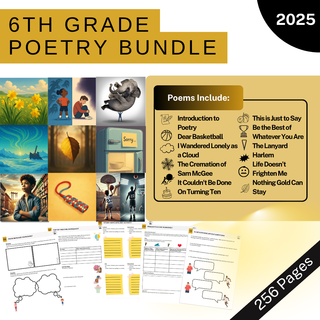 Grade 6 Poetry Bundle - 12 Engaging No Prep Poems