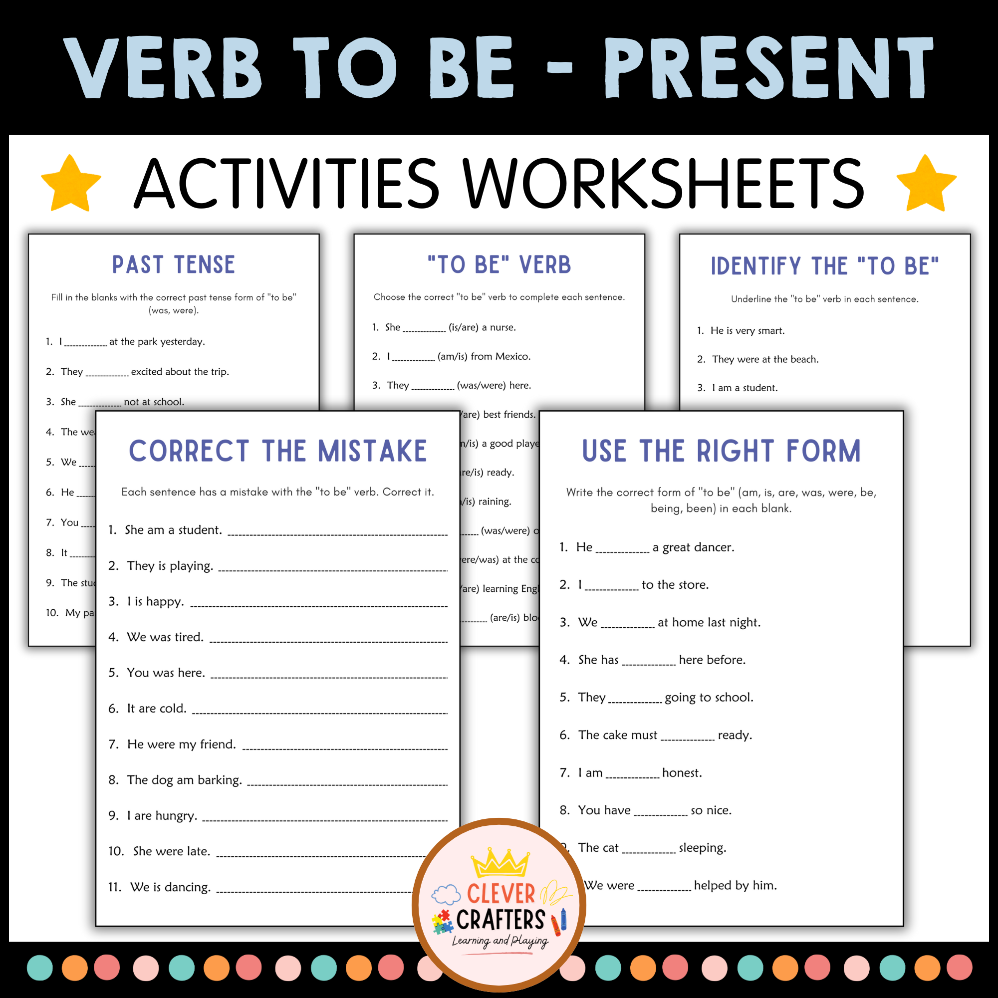 Present Simple Verb to be Grammar Worksheets - Verb to be for Beginners Exercise