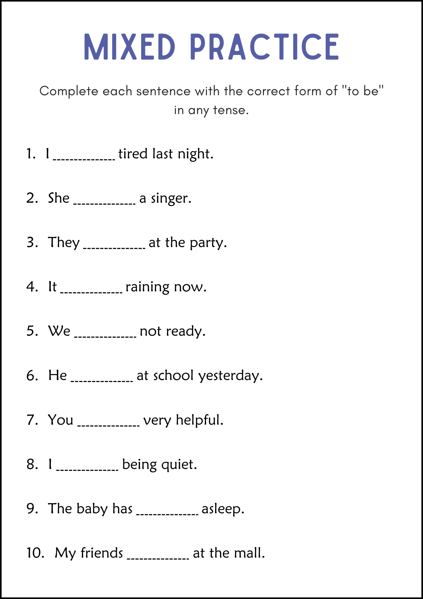 Present Simple Verb to be Grammar Worksheets - Verb to be for Beginners ...