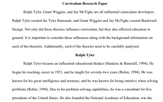 Curriculum Research Paper