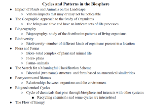 Cycles and Patterns in the Biosphere Notes