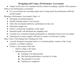 Designing and Using a Performance Assessment Notes