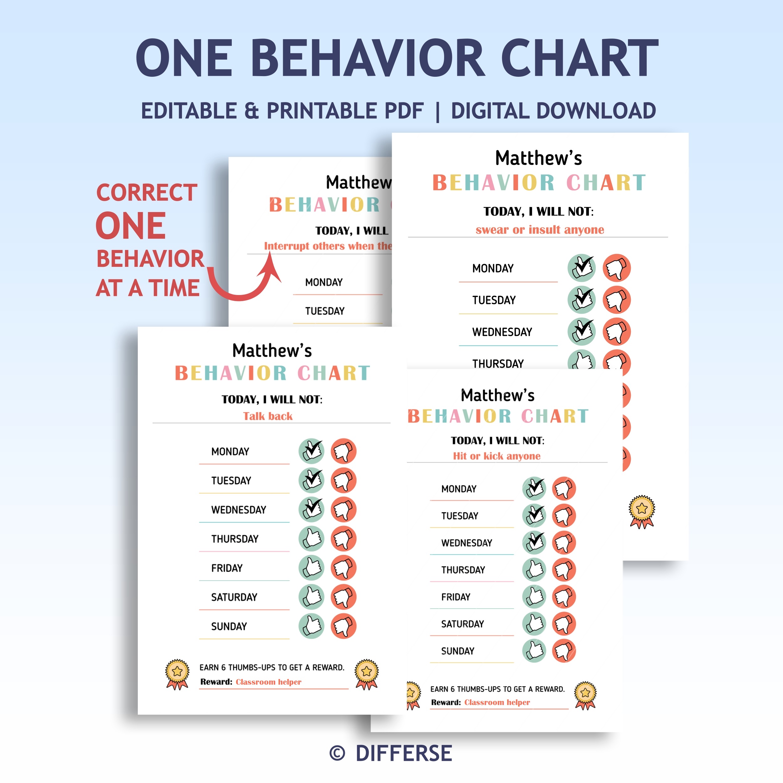 Homeschool Behavior Chart | Reward Chart | Good Behavior | Classroom ...