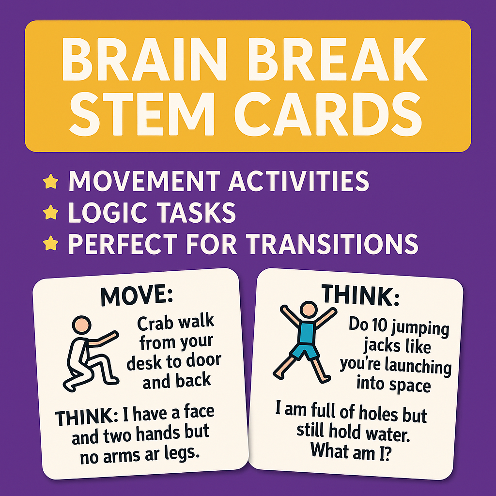 STEM Brain Breaks | Movement + Riddle Cards for Elementary Students