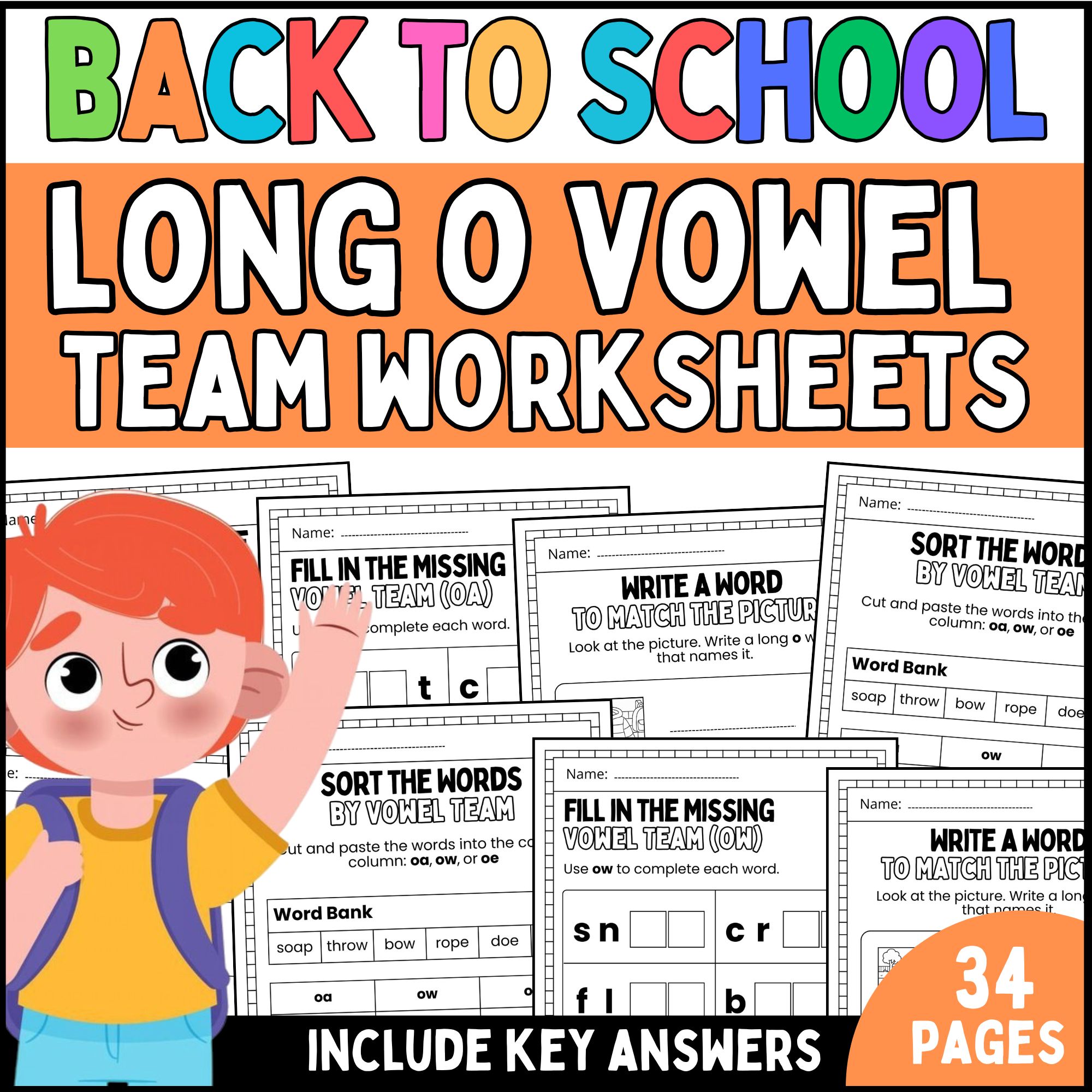 Long O Vowel Team Worksheets | Vowel Team Games, Review & Sort