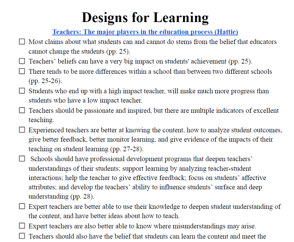 Designs for Learning Notes