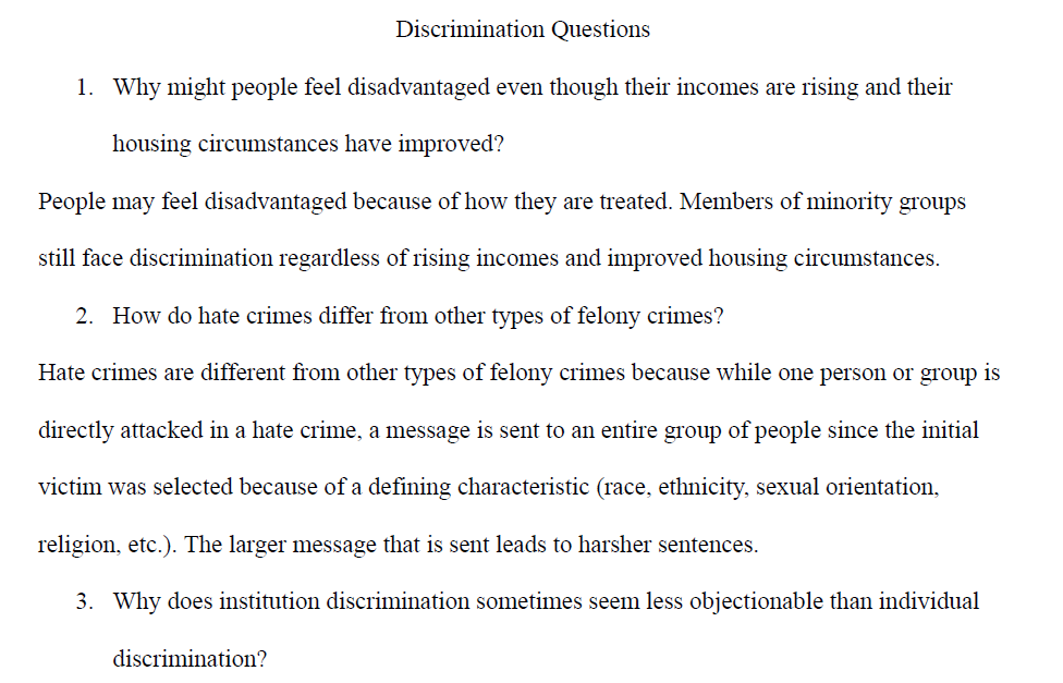 Discrimination Questions