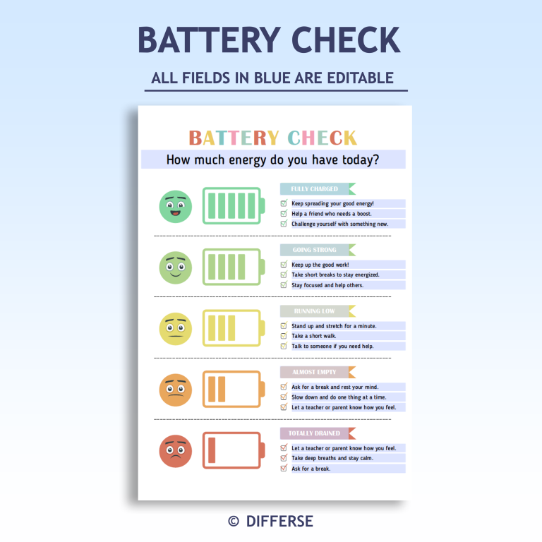 Battery Check | Feelings Check In | Energy Daily Check In | Mood ...