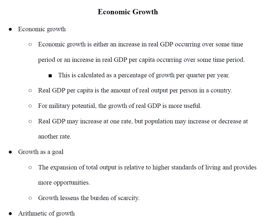 Economic Growth Notes