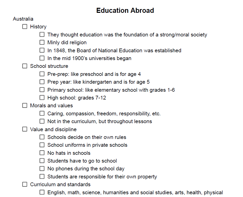 Education Abroad Notes