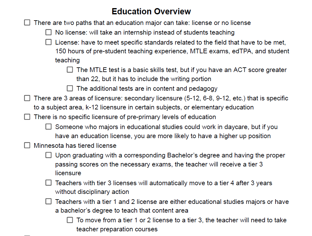 Education Overview Notes