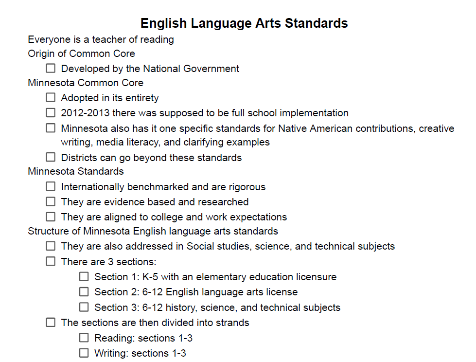 ELA Common Core Standards Notes