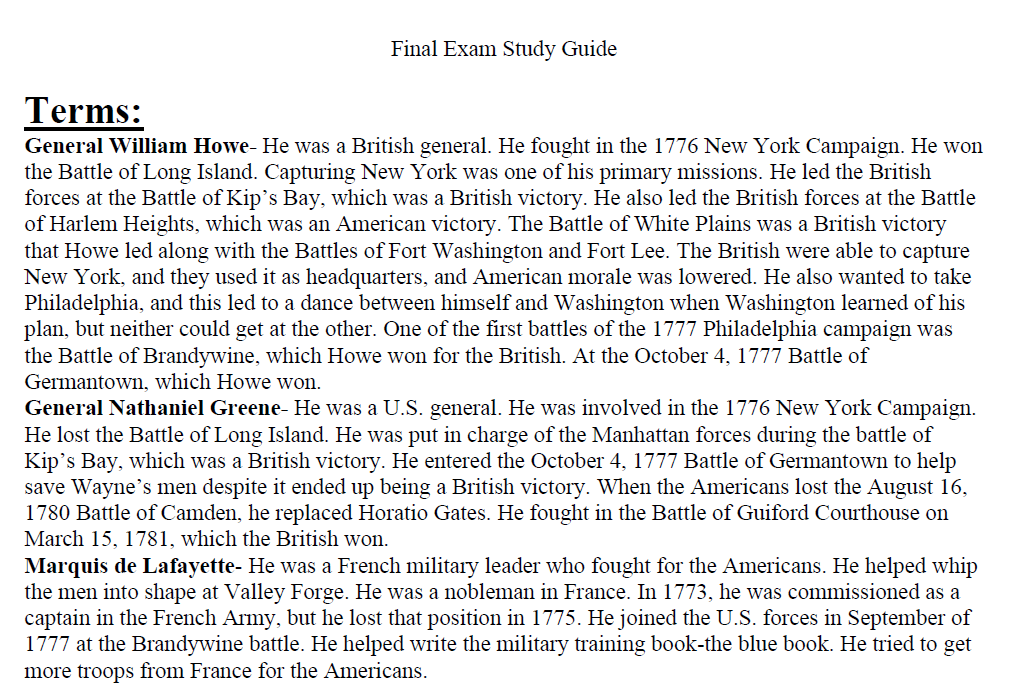 End of the American Revolution Study Guide