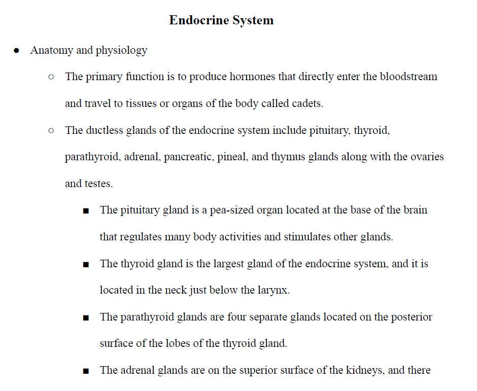 Endocrine System Notes