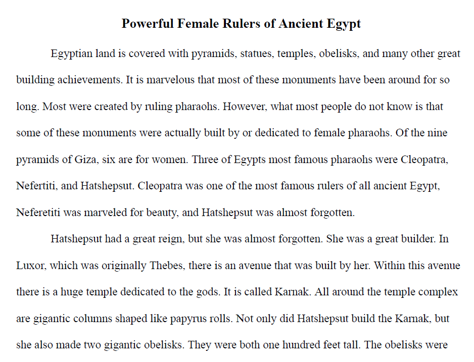 Female Rulers of Egypt Documentary Review Paper
