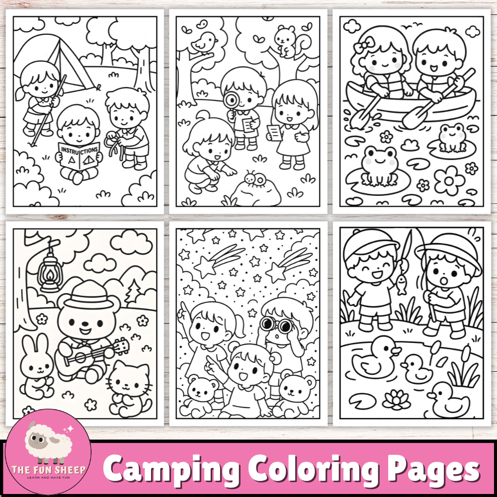 Camping Coloring Pages| Outdoor Adventure Coloring Sheets Camping Theme