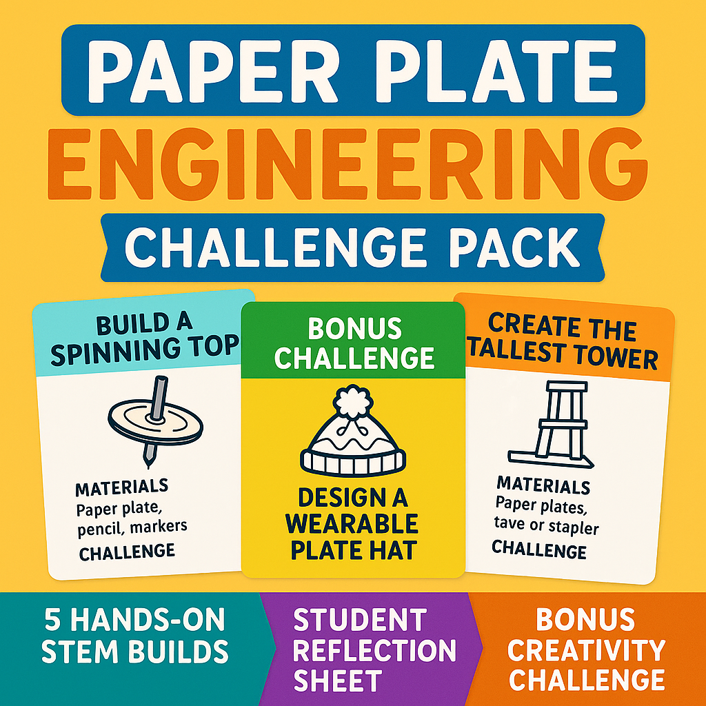 Paper Plate STEM Challenges | 5 Creative Engineering Tasks + Bonus Pack