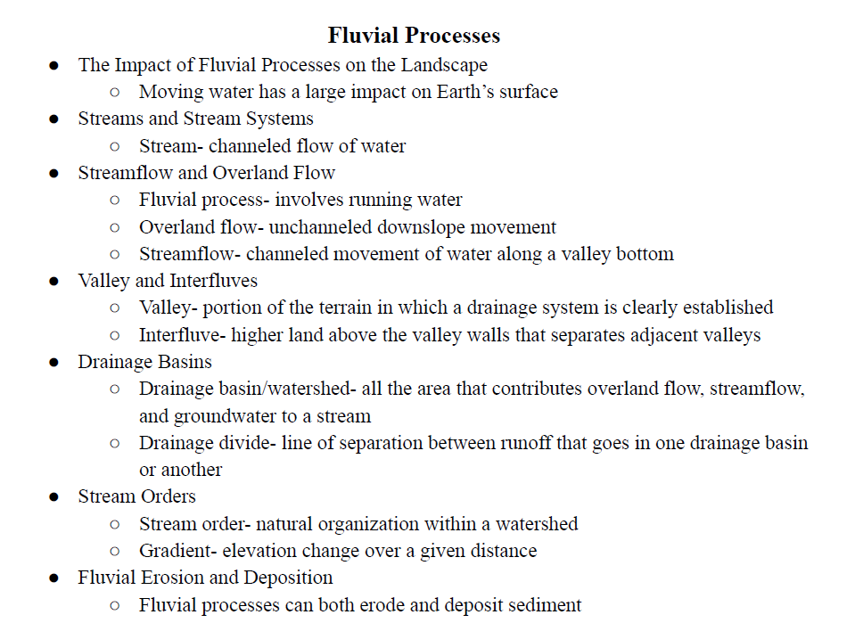 Fluvial Processes Notes