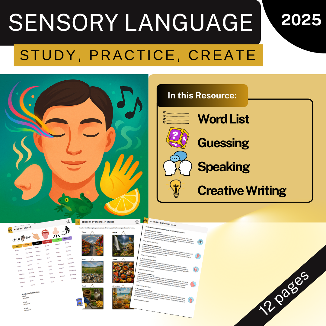 Sensory Language - Creative Writing, Images, Word List, More! No Prep