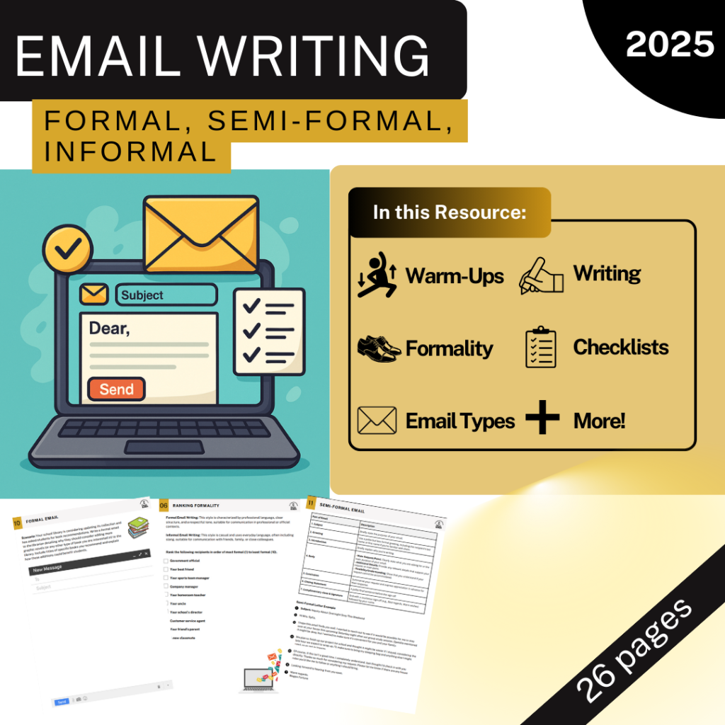 Email Writing – Formal, Semi-Formal & Informal | Worksheets, Prompts ...