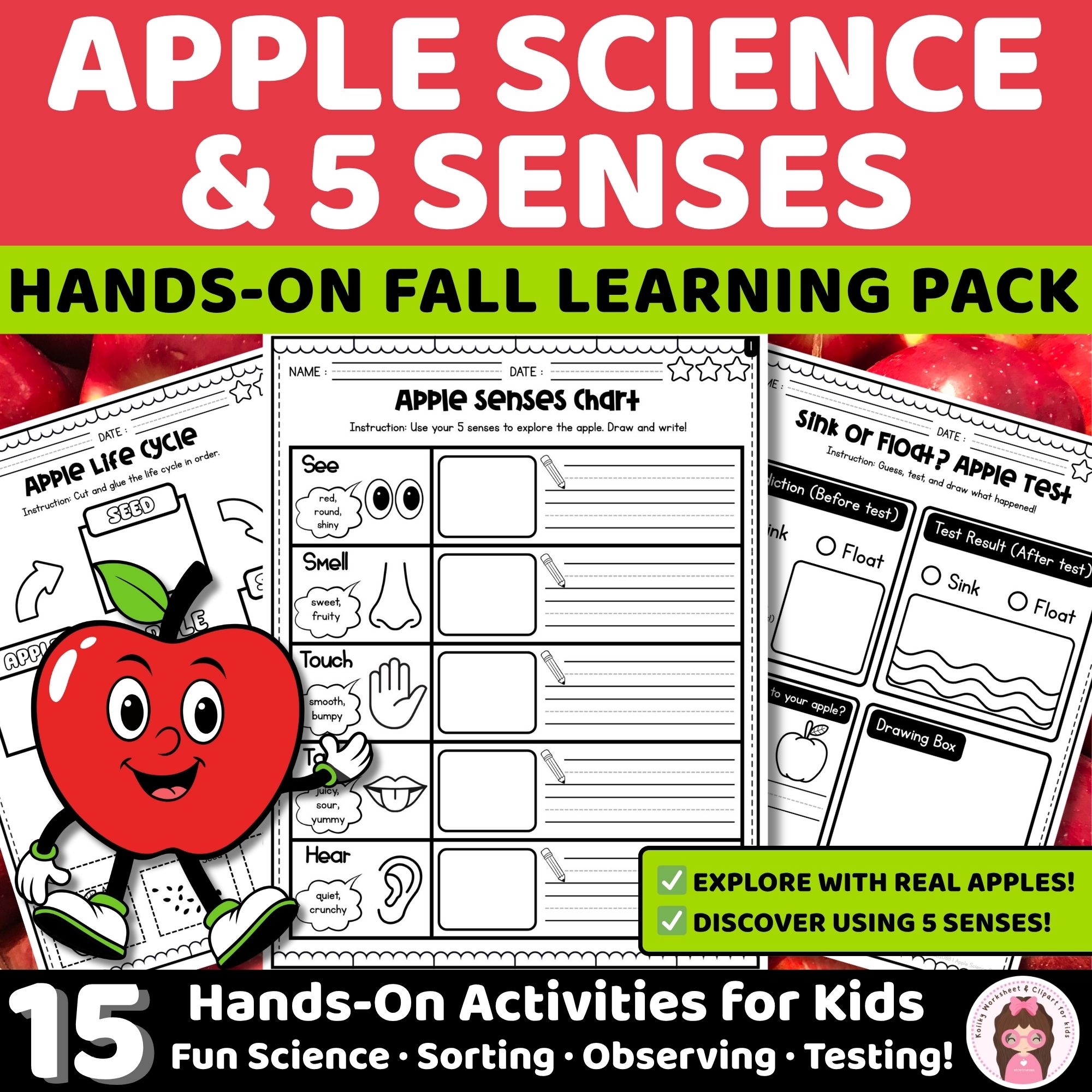 Apple Science Activities Fall 5 Senses Graphing Experiments PreK–Grade 1