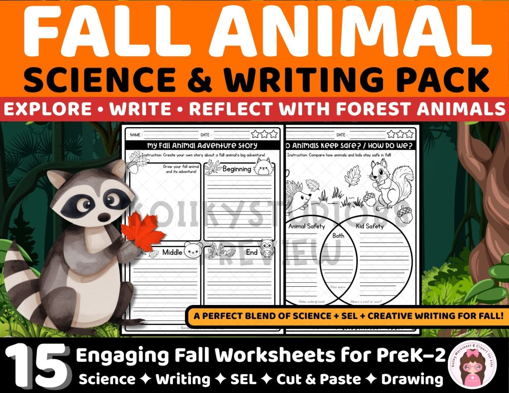 Fall Animal Science Fall Animal Science and Writing Activities SEL Pack PreK to Grade 2 ...