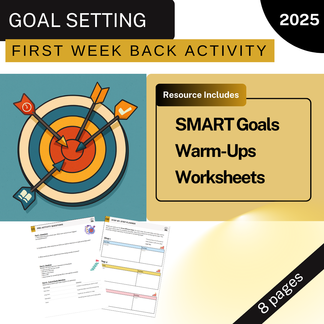 Goal Setting - First Week Back - Worksheets, SMART Goals, No Prep