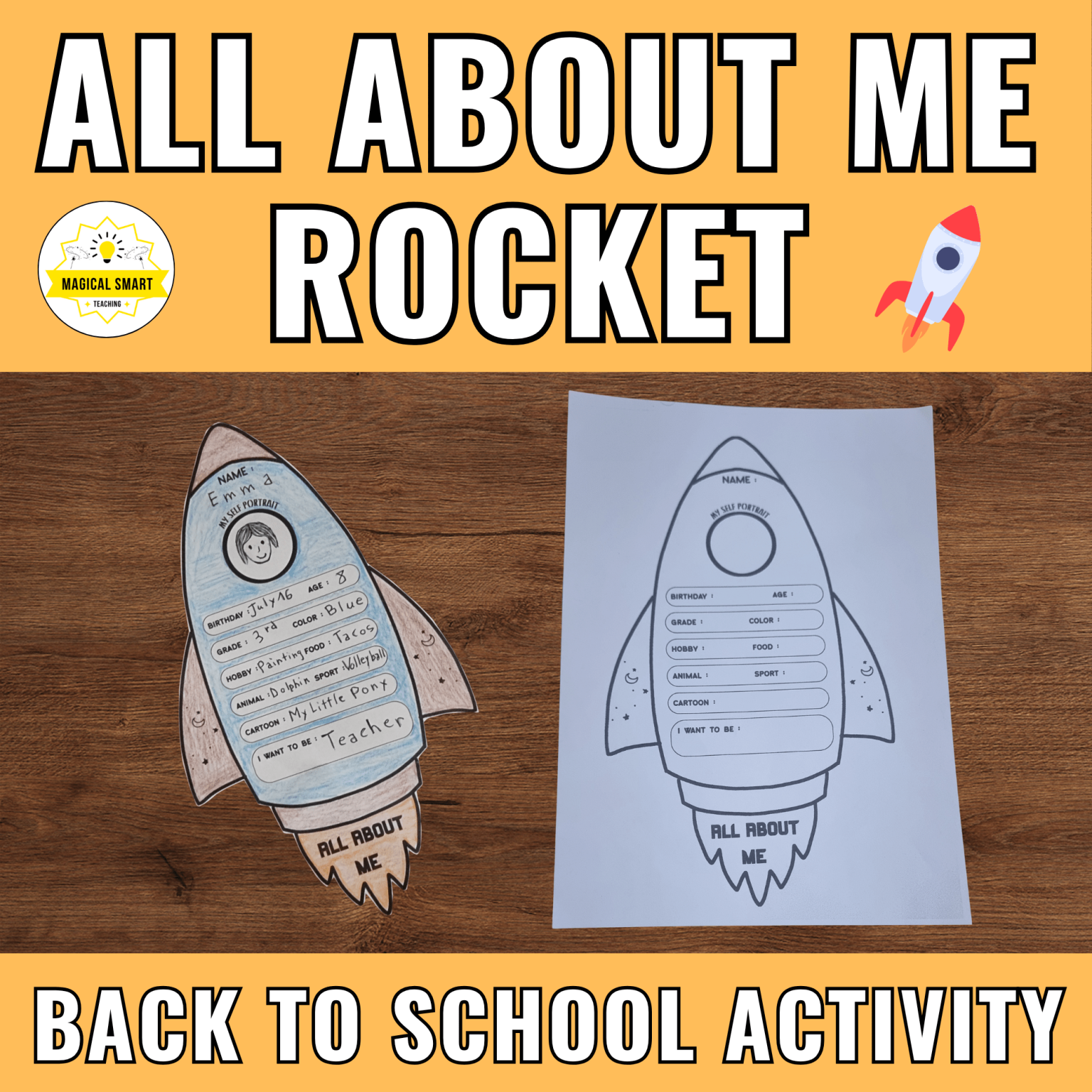 All About Me Space Rocket - Back to School First Day of School Science ...