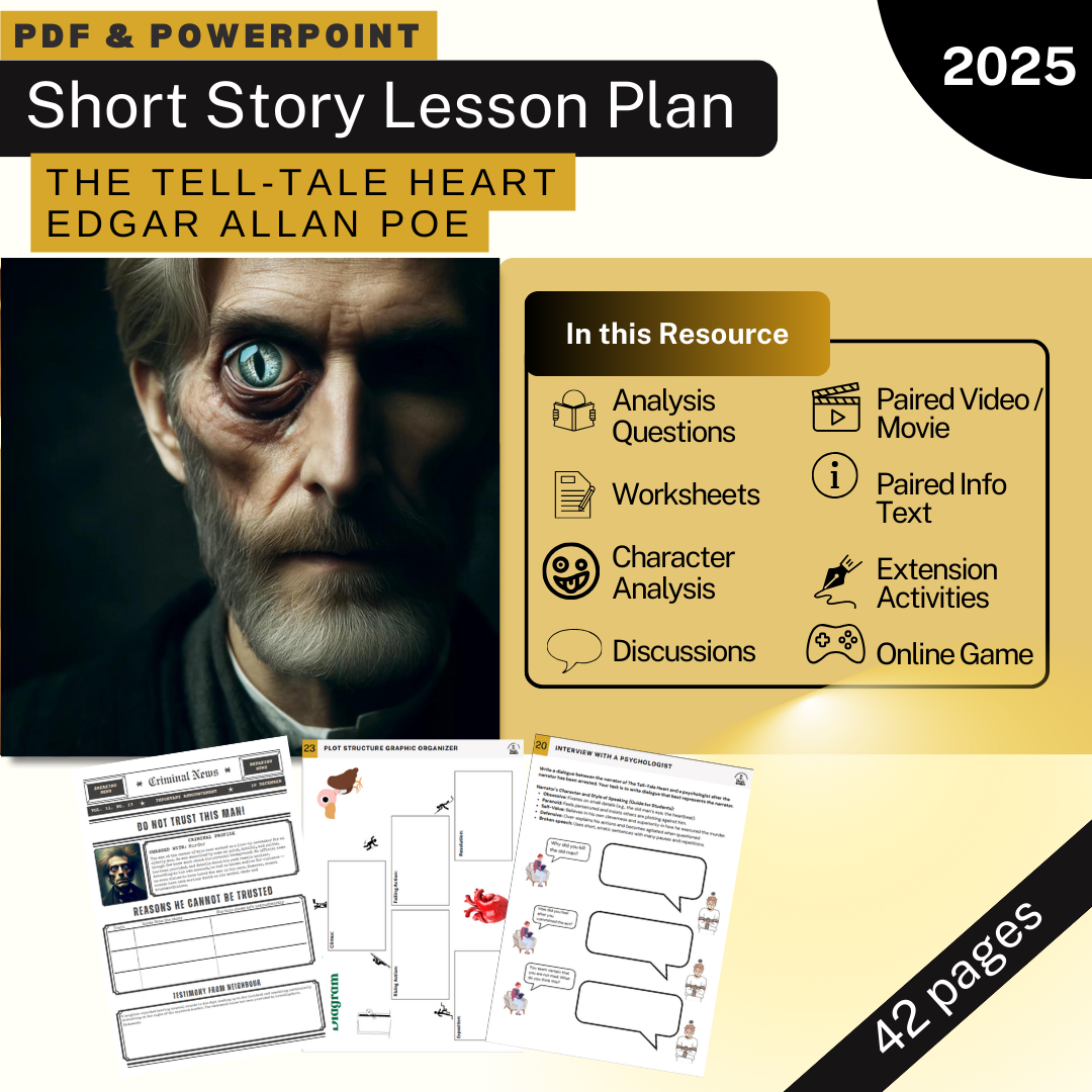 The Tell-Tale Heart - Edgar Allan Poe - 8 Day! Lesson Plan + Simplified Text