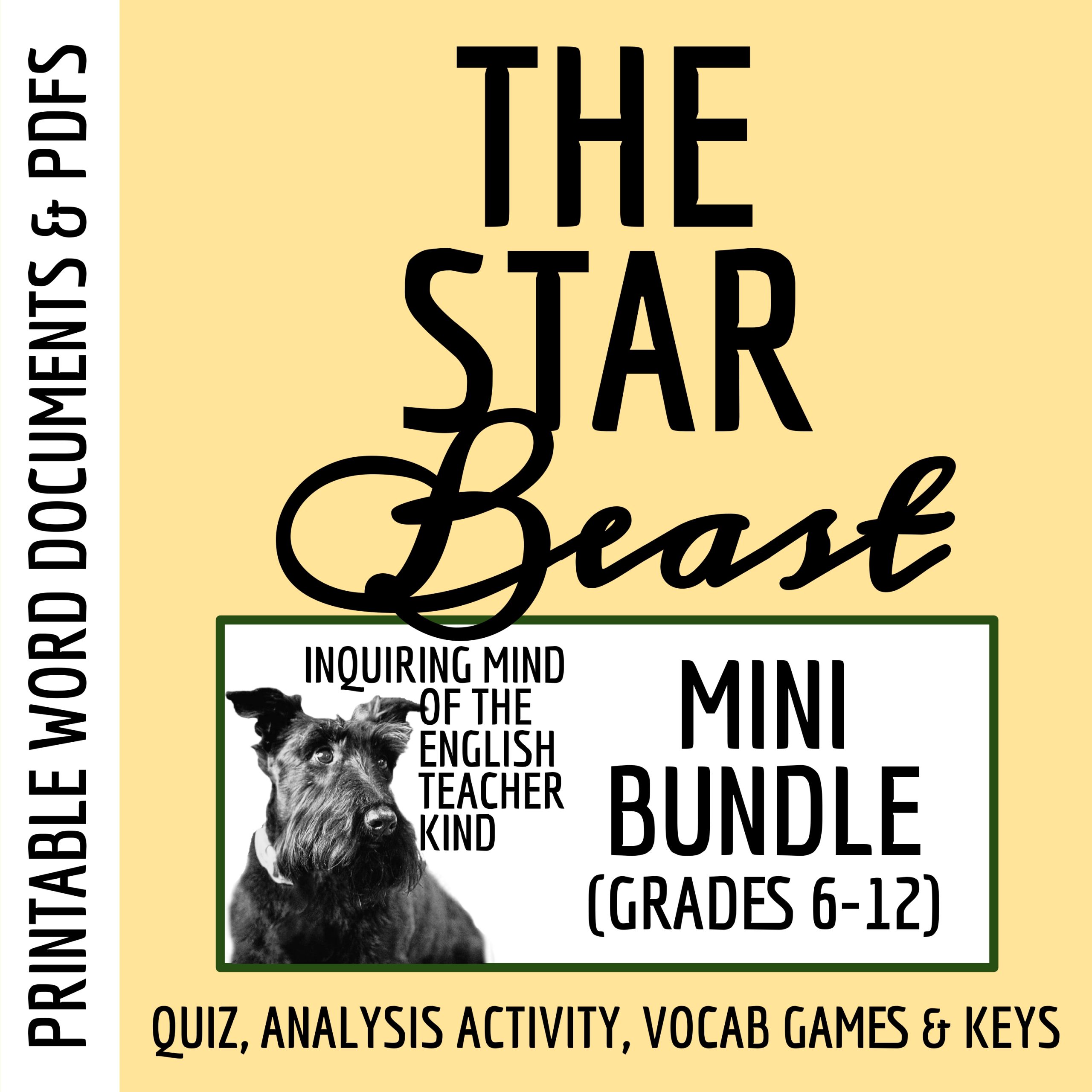 "The Star Beast" by Nicholas Stuart Gray Quiz, Analysis Worksheet, and Vocabulary Activities