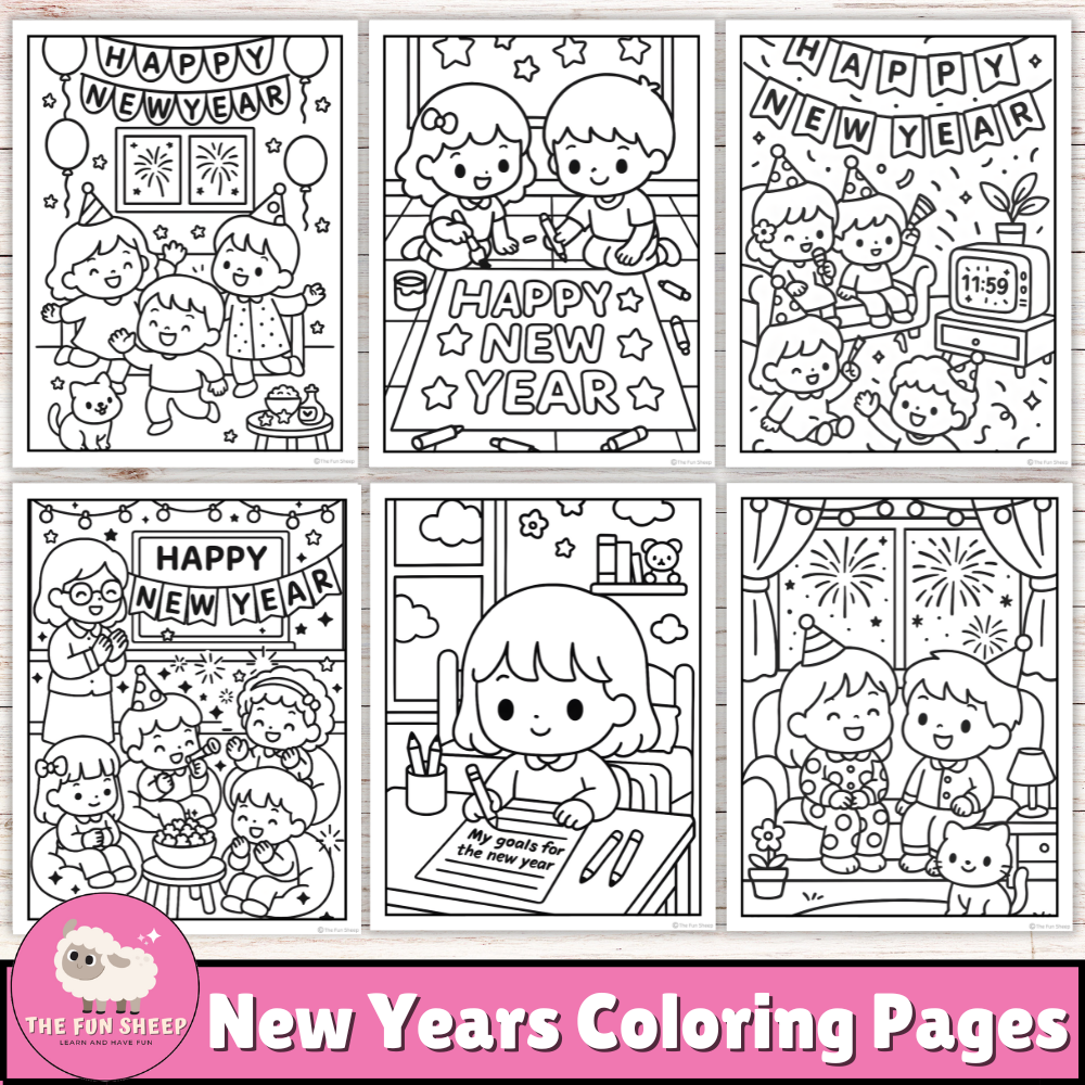 New Years Coloring Pages | New Year Party Printable Fun Coloring Sheets