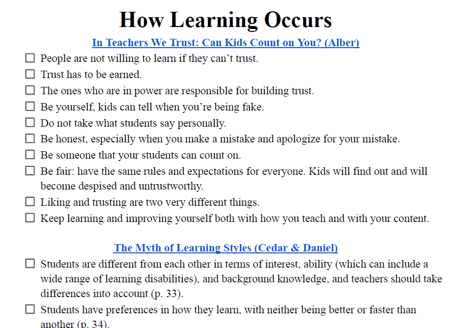 How Learning Occurs Notes