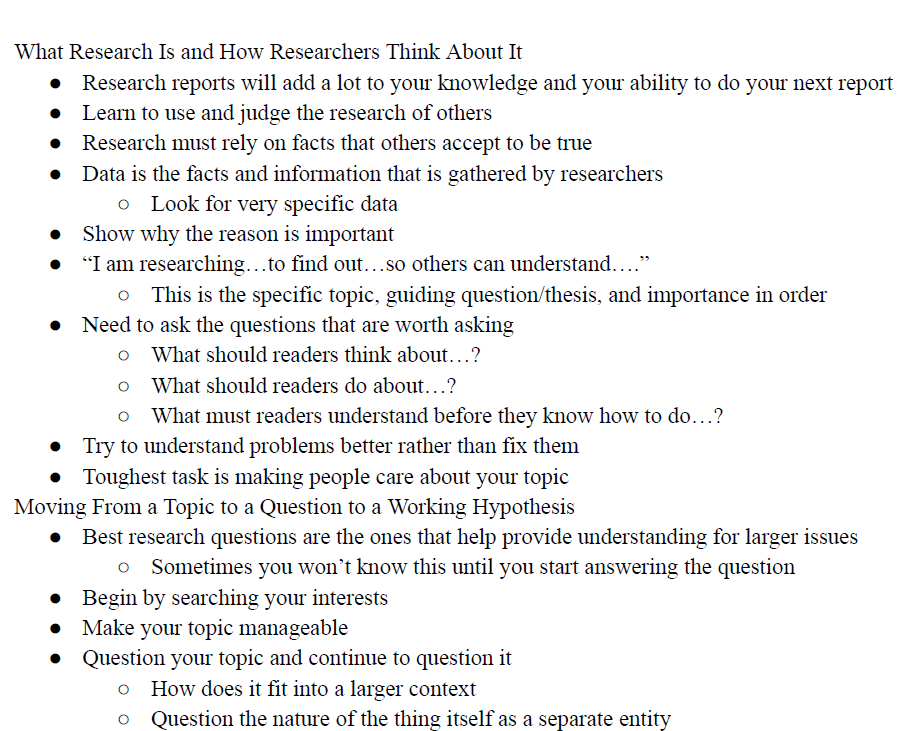 How to Write a Research Paper Notes