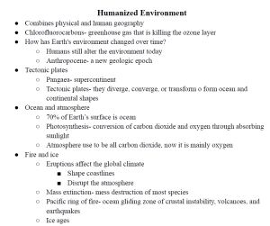 Humanized Environment Notes