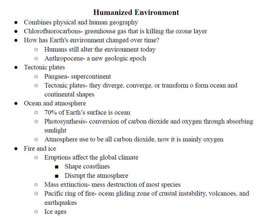 Humanized Environment Notes