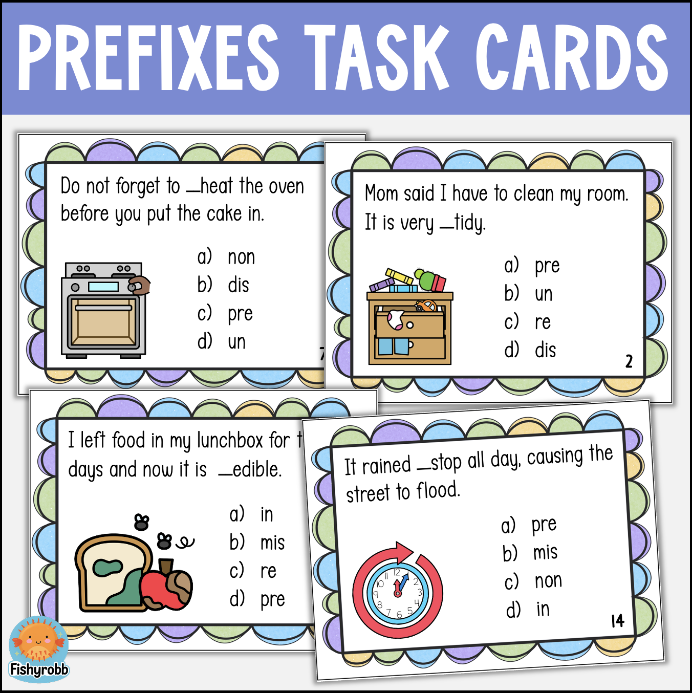 Prefixes Task Cards Prefix Un Re Pre Mis Dis Non In Im